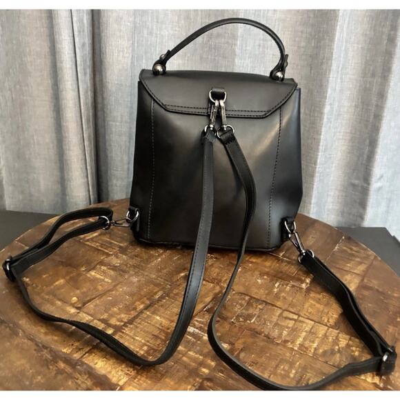 Luana Ferracuti Italy Leather Convertible Black Backpack - Picture 2 of 16